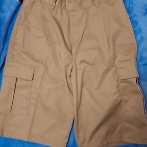 Galaxy Men's flat front khaki cargo shorts